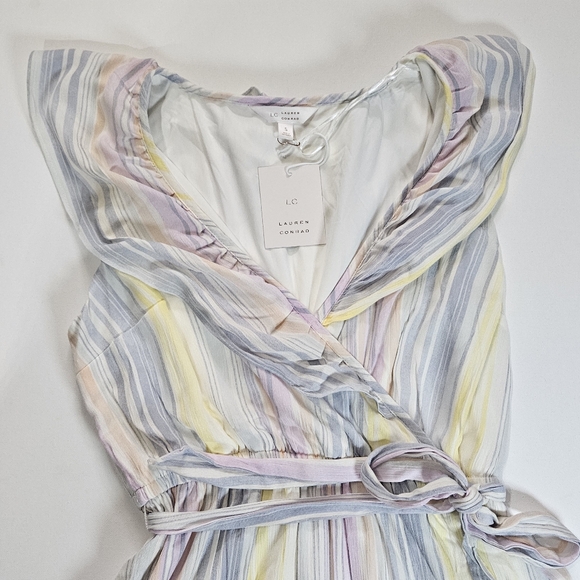 Lauren Conrad Dress Womens Small Multicolor Pastel Stripe Spring Cottagecore NEW - Picture 2 of 8